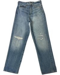 Denham - Jeans ,Blauw ,Katoen Wijde Pijp Fit Mid Blauwe Jeans - Lyst