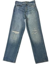 Denham - Jeans ,Blauw ,Katoen Wijde Pijp Fit Mid Blauwe Jeans - Lyst
