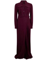 Alberta Ferretti - Kleedjes ,Bruin ,Wol Lange Jurk - Lyst