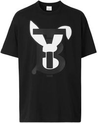 Burberry - T-shirt in cotone con stampa del brand - Lyst