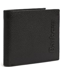 Barbour - Accessoires ,Zwart ,Leer Leren Billfold Portemonnee Met Muntvak - Lyst