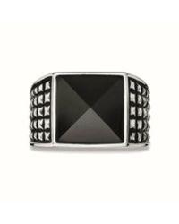 Caï - Zilveren Ring Met Zwarte Onyx - Lyst