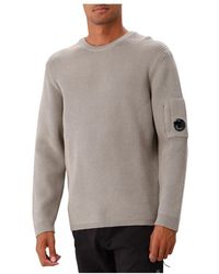 C.P. Company - Truien & Vesten ,Groen ,Vintage Khaki Geribbelde Crew Neck Sweater - Lyst