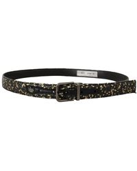 Dolce & Gabbana - Tweekleurige Lederen Riem Met Chromen Gesp - Lyst