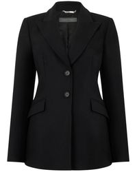 Alberta Ferretti - Jassen ,Zwart ,Wol Elegante Zwarte Blazer Met Verfijnde Pasvorm - Lyst