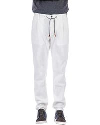Eleventy - Pantaloni bianchi con zip e coulisse in vita - Lyst