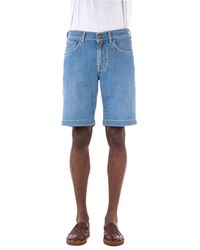 Jacob Cohen - Denim shorts bermuda mit etikett - Lyst