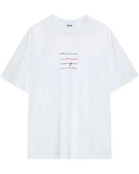 MSGM - Weiße Logo-Bestickte T-Shirts Und Polos - Lyst