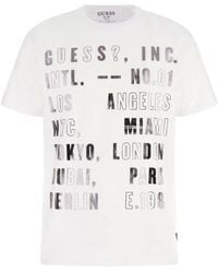 Guess - Bedrucktes logo t-shirt - weiß - Lyst