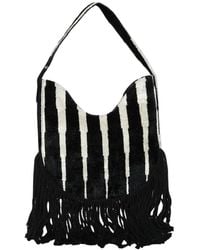 La Milanesa - Beige und schwarze handtasche aus seide und baumwolle - Lyst