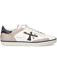 Premiata - Schoenen ,Wit ,Leer Witte Leren Sneakers Met Zwarte Details - Lyst