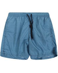 Drumohr - Badmode ,Blauw ,Polyester Geprinte Zwemshorts - Lyst