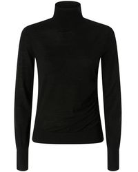 Pinko - Truien & Vesten ,Zwart ,Wol Geribbelde Coltrui - Lyst