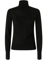 Pinko - Truien & Vesten ,Zwart ,Wol Geribbelde Coltrui - Lyst
