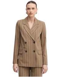 Benetton - Pinstripe Double-Breasted Blazer - Lyst
