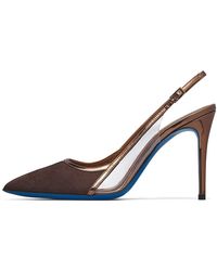 Loriblu - Schoenen ,Bruin ,Leer Slingbacks Van Suède En Lakleer Met Plexi Inzetstukken - Lyst