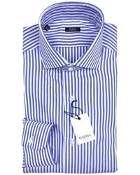 Barba Napoli - Blauw En Wit Gestreept Overhemd - Lyst