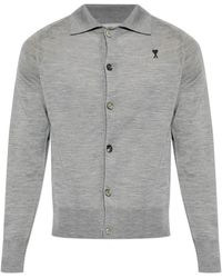 Ami Paris - Wollen Cardigan Met Geborduurd Logo - Lyst