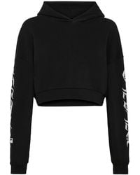Philipp Plein - Hoodies & Sweatvesten ,Zwart ,Katoen Hooded Sweatshirt Gothic Plein - Lyst
