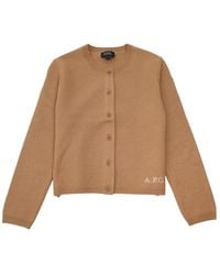 A.P.C. - Cardigan in lana merino marrone - Lyst