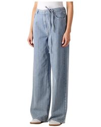 Second Female - Broeken ,Blauw ,Wijde Blauwe Jeans Layne - Lyst