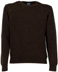 Fedeli - Truien & Vesten ,Bruin ,Wol Argentina Merinos Light Fast Ronde Hals Trui - Lyst