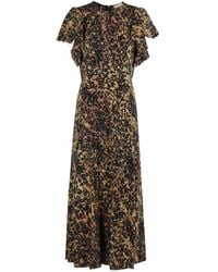 Ulla Johnson - Midi Kleid Mit Flatterärmeln Im Tierdruck - Lyst