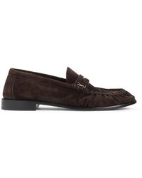 Saint Laurent - Schoenen ,Bruin ,Suède Bruine Suède Loafers - Lyst