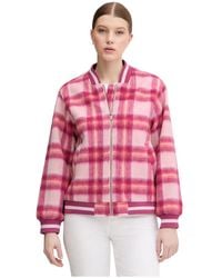 Benetton - Jassen ,Roze ,Wol Checked Zip Jacket - Lyst