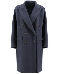 Brunello Cucinelli - Kasjmier Dubbel-Breasted Lange Jas - Lyst