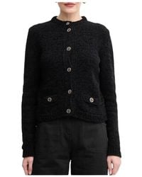 Twinset - Truien & Vesten ,Zwart ,Gebreid Vest Met Gouden Knopen - Lyst
