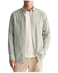 GANT - Reg cotton linen stripe shirt - Lyst