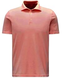 Fedeli - Tops ,Rood ,Katoen Organische Giza Korte Mouw Polo Roze - Lyst