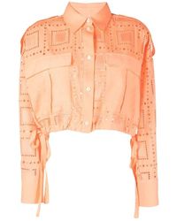 MSGM - Cropped Eyelet Shirt - Lyst