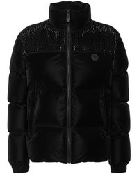 Philipp Plein - Jassen ,Zwart ,Nylon Nylon En Suède Puffer Jacket Strass - Lyst