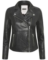 Part Two - Jassen ,Zwart ,Zwarte Leren Bikerjas Frances Pw Ja - Lyst
