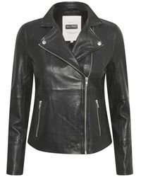 Part Two - Schwarze Leder Bikerjacke Francespw Ja - Lyst