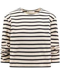 Tory Burch - T-shirt in cotone a righe con ricamo floreale - Lyst