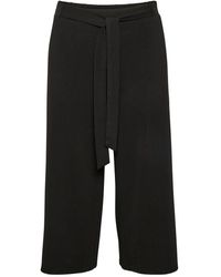 Kaffe - Broeken ,Zwart ,Zwart Diep Geknipte Broek Met Brede Riem - Lyst