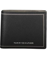 Tommy Hilfiger - Schwarzes lederportemonnaie mit zwei karten - Lyst