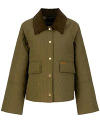 Barbour - Jassen ,Groen ,Leer Kirby Quilt Jacket - Lyst