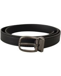 Dolce & Gabbana - Schwarzer ledergürtel mit logo und metallschnalle - Lyst