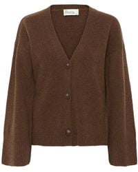 My Essential Wardrobe - Braune Strickjacke Mit V-Ausschnitt - Lyst