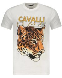Roberto Cavalli - Tops ,Wit ,Katoen Stijlvolle Katoenen T-Shirt Met Iconisch Logo - Lyst