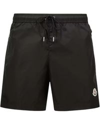 Moncler - Badmode ,Zwart ,Nylon Logo Patch Zwemshorts - Lyst