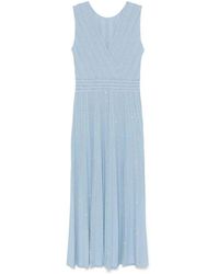 D.exterior - Himmelblaues Gestricktes Maxikleid Mit Paillettenapplikation - Lyst
