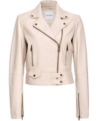 PINKO - Jassen ,Katoen Leren Bikerjack Met Metalen Details - Lyst