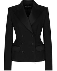 Dolce & Gabbana - Dubbelrijige Blazer Zwart Peak Revers - Lyst