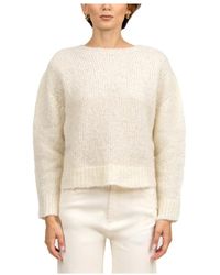 Tela - Blauer alpaka pullover - rundhals - Lyst