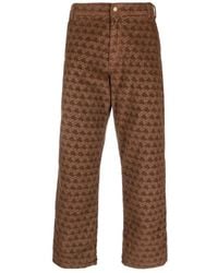 ERL - Broeken ,Bruin ,Katoen Corduroy Broek Met Grafische Print - Lyst